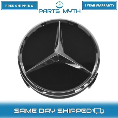 Tapa central de rueda cromada y negra elevada nueva para Mercedes Benz 1991-2014 Foto 1 de 4