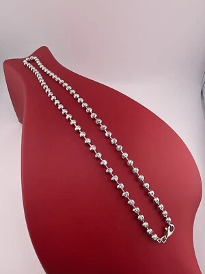 Бусины серебро 925 родия покрытием бисер 5 мм 20» дюймов ожерелье - Изображение 1 из 4