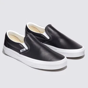 Vans Leather Slip-on Skate Sneakers Shoes Black/True White VN000CT5BPB US 4-13 - Picture 1 of 7