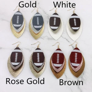 Bohemian American Football Print Triple Leder Ohrringe Baseball Sport Schmuck - Bild 1 von 21
