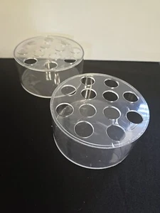 2 Clear Acrylic Flower Vase Centerpiece Round 12 Holes Brush Organizer Multi-use - Picture 1 of 7