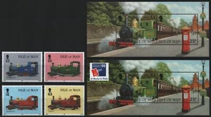 Isla de Man 1998 - Mi-Nr. 763-766 y Bloque 33 y 33 I ** - Estampillada sin montar o nunca montada - Ferrocarril / Tren - Imagen 1 de 1