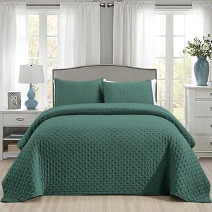 Luxury Twin Size Quilts 2 Piece Green Quilt Set Reversible Twin Quilt Bedding... - Picture 1 of 7