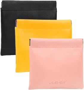 3Pack Leather Squeeze Coin Purse Mini Jewelry Pouch Coin Change Holder for Women - Picture 1 of 11