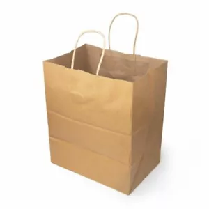 Shopper Grocery Bag 65 lb Kraft Bag, 10" x 7" x 12" | 250 per Case - Picture 1 of 5