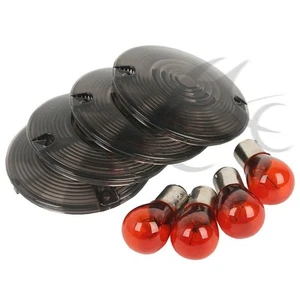 4x Turn Signal Smoked Lenses w/ Bulbs For Harley Road Glide Heritage Softail - Picture 1 of 7