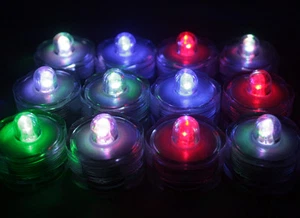 10 Multi Color Change Led SUBMERSIBLE Wedding Waterproof Floral Decor Tea Light - Picture 1 of 12