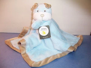 Carter's Hund blau und hellbraun Plüsch Sicherheitsdecke mit Rassel Neu mit Etikett - Bild 1 von 3