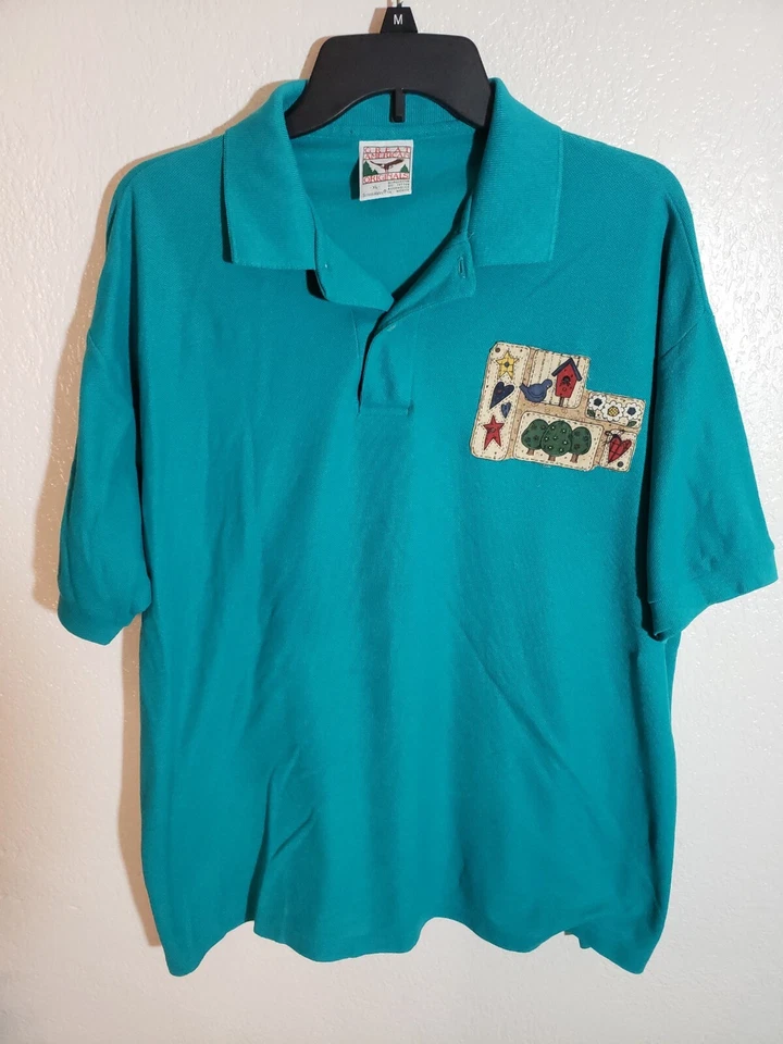 Camisa Polo De Colección Grandes Originales Americanos Manga Corta Para Hombres XL Teel Verde Pájaro Foto 1 de 4