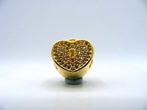 PANDORA - 14K Solid Gold Heart Lock Charm 750833CZ *RARE RETIRED* - Picture 1 of 9