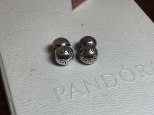 2 x Genuine Pandora Signature Clips Matching Pair S925 ALE - Picture 1 of 9