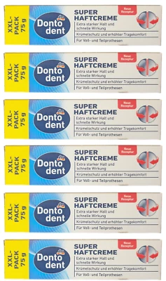 Super Haftcreme Super extra starker Halt 6x75g Dontodent für dritte 3. Zähne NEU