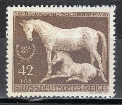 Germany 1944 MNH Mi 899 Sc B283 Race Horse. “Brown Ribbon” at Munich ** - Imagem 1 de 2