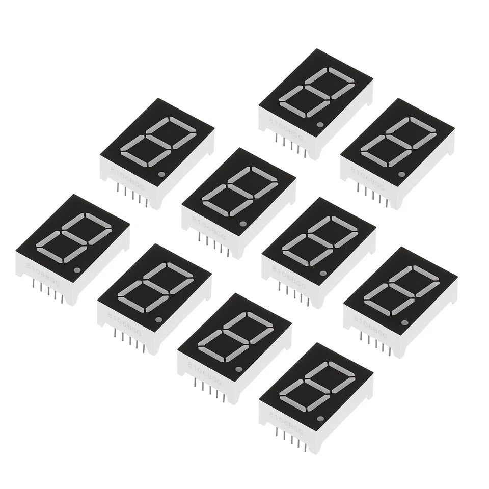 10Pcs Common Anode 7Segment 10Pin 1Bit 3.3V 0.8" LED Display Green - Image 1 of 1