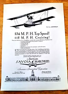 SAVOIA-MARCHETTI Anzeige 1930er Jahre S-62 Amphibie 134 M.P.H. 7 Passagiere 8 1/2 Zoll x 11i - Bild 1 von 1