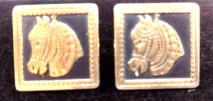 Lot of 3 Pair Swank Cufflinks Battle Horse Square Diamond Shape round *READ* - Picture 1 of 7