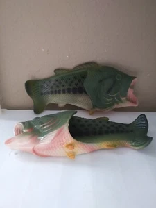 BASS FISH RUBBER UNISEX MEN'S 7-8 WOMEN'S 9-10 NOVELTY SLIP-ON SLIPPERS (READ) - Picture 1 of 3