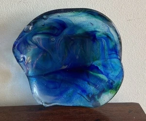 Wonderful Glen Howlett Blue Abstract Studio Art Glass Bowl - Signed - Picture 1 of 9