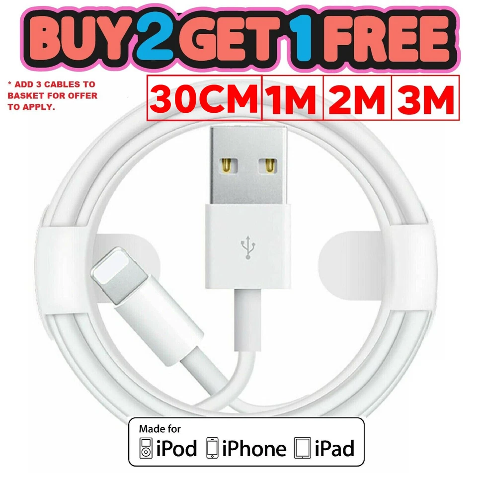 USB For Apple iPhone Long Charger Fast Cable USB Lead 6 7 8 X XS XR 11 12 13 14 - Image 1 of 1