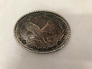 Western Adler & Blumenmuster Gürtelschnalle mit W Maker Mark MAD IN USA - Bild 1 von 2