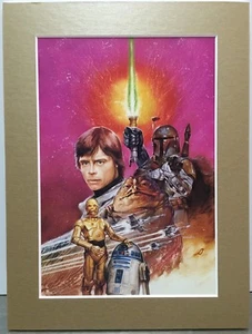 Dave Dorman STAR WARS ~ BOBBA FETT, LUKE, JABBA, C3PO Pro gamuza estampado artístico enmarañado - Imagen 1 de 1