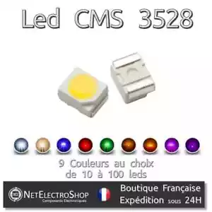 Leds CMS SMD 3528 Haute Luminosité PLCC-2, Choix 9 couleurs, 10 à 100 leds - Zdjęcie 1 z 2