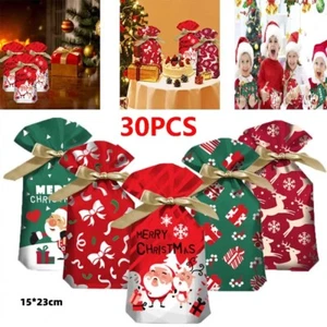 30PCS Large Christmas Sacks Party Gift Bags Drawstring Wrap Present Storage - Picture 1 of 9