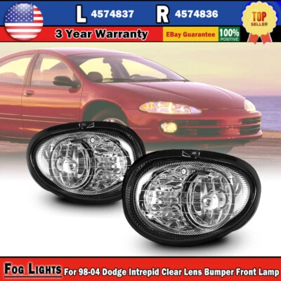 For 98-04 Dodge Intrepid Fog Lights Clear Lens Front Lamp Replacement Left+Right Foto 1 de 4