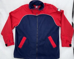 vintage Tommy Hilfiger Jeans zip Coat Jacket 2XL fleece nylon Mens hooded 90s - Picture 1 of 21