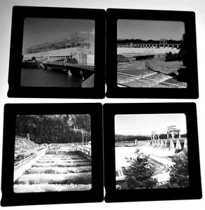 Four 1960's Black & White Slides Bonneville Dam Fish Ladders Portland Oregon - Picture 1 of 2