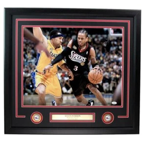Foto autografiada de Allen Iverson HOF 16x20 76ers enmarcada JSA 181151 - Imagen 1 de 4