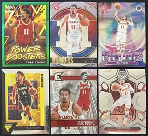 Lotto 6 carte basket Trae Young Atlanta Hawks inserto, flusso, cromo verde e altro - Foto 1 di 6