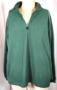 Mens Large Soft Forest Green Corduroy Sweater Long Sleeve Grandpa Preppy 1/4 Zip - Picture 1 of 16