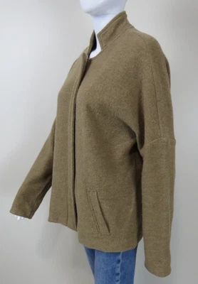 Chaqueta Eileen Fisher 100% Lana Merino Cremallera TALLA Mediana - Cuello Alto Marrón Foto 1 de 4