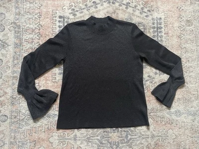 Suéter H&M Negro Dorado Metálico Neutro Vacaciones Capricho Cuello Simulado Para Mujer Med Foto 1 de 4