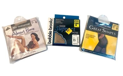 No Nonsense Bobbie Brooks Pantimedias Talla B Encaje Panty Control Top Beige Lote de 3 Foto 1 de 2