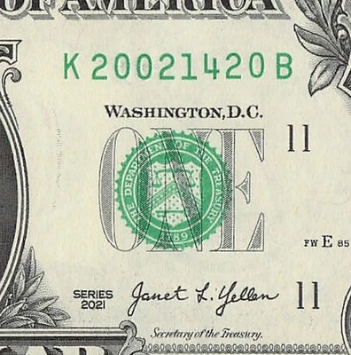 1420 2002 Tombstone Date Fancy Serial Number Date Note One Dollar Bill - Image 1 of 4