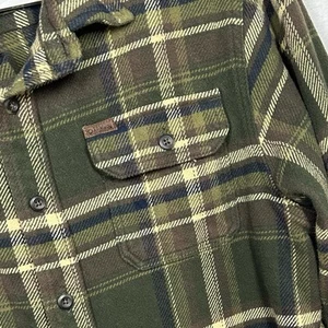 Orvis Heavyweight Flannel Shirt Herren L olivgrün braun kariert Shacket Jacke - Bild 1 von 10