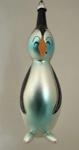 RARE VINTAGE DE CARLINI PENGUIN ANIMAL CHRISTMAS ITALIAN BLOWN GLASS ORNAMENT - Picture 1 of 6