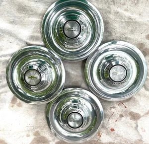 VINTAGE Lot 4- 1960s 70s CHEVY / CORVETTE DOG DISH CENTER HUBCAPS WHEEL COVERS - Picture 1 of 4