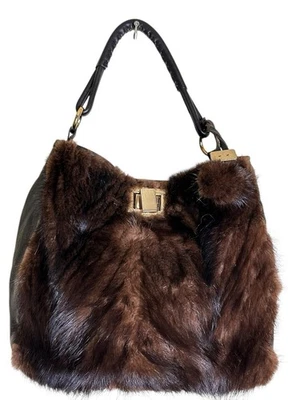 Paolo Masi норковая Дамская сумка кожаная наплечная сумка сделано в Италии - Изображение 1 из 4