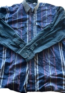 Vintage Wrangler Brushpopper rosa grau gestreift Western Rodeo Gr. 18 hergestellt in den USA - Bild 1 von 14