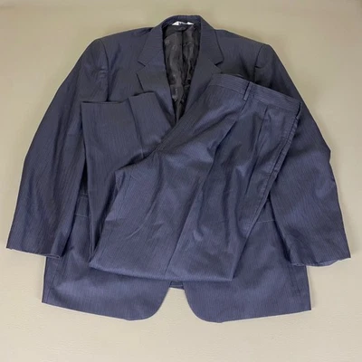 Stafford Executive Two Piece Suit Jacket Set Men's 48R Navy Pinstripe Wool Silk - Image 1 of 4
