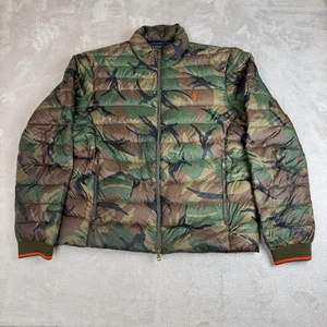 Polo Ralph Lauren Puffer Jacket Mens XL Green Preowned Camo Full Zip Gorpcore - Picture 1 of 11