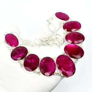 Pink Ruby Gemstone Handmade 925 Sterling Silver Jewelry Necklace Size-17-18" - Picture 1 of 3