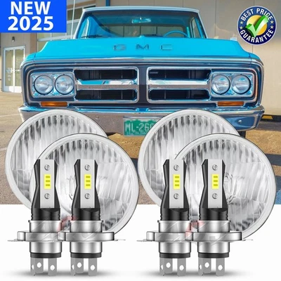2 Pair 5.75"5-3/4" Round LED Headlights for GMC C15/C1500 1961-1972 Pickup C2500 Foto 1 de 4