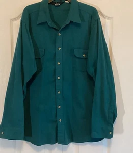 Woolrich Cotton LS Button Up Green Shirt XXL Long 5541 USA Vtg. - Picture 1 of 7