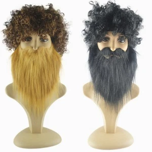 Large Wig Halloween Beard Dress up Mens Fake Miss Child Funny Hair Prop - Picture 1 of 12