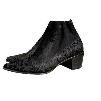 Botines occidentales de cuero con pelo de becerro salpino punta para mujer 9M Foto 1 de 4