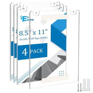 EHWINE 4er Pack 8,5x11 Wandhalterung Acryl Schild Halter, Acryl Wandschild Foto... - Bild 1 von 9